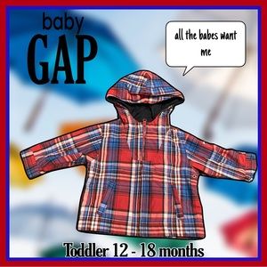 BABY GAP RED AND BLUE PLAID COAT size 12-18 MONTHS